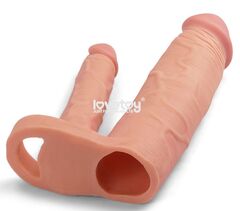 Телесная насадка для двойного проникновения Add 2 Pleasure X Tender Double Penis Sleeve - 20 см. - 