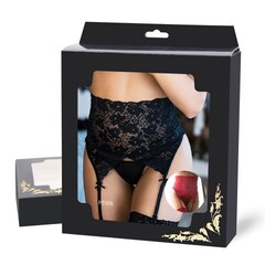 Пояс на высокой посадке с ремешками для чулок Sexy Lace, черные, XS-S
