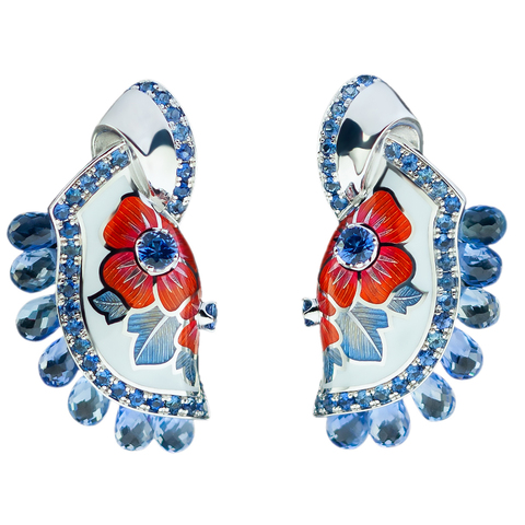Серьги с сапфирами, эмаль, E0097-0/13