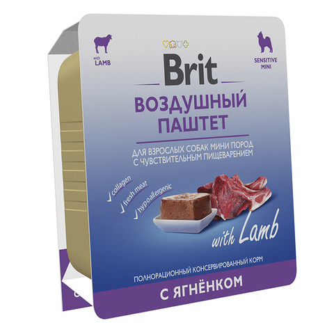 Brit Брит ЯГНЁНОК 100 г воздушный паштет для мини-собак с чувствительным пищеварением