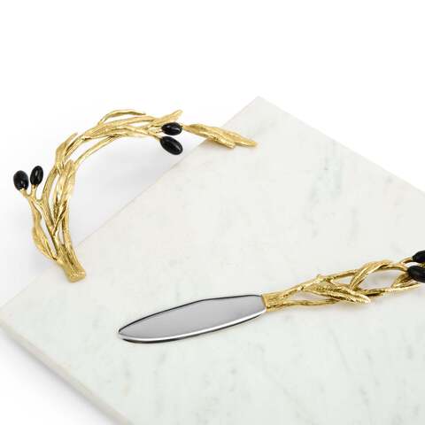 Доска для сыра с ножом 50х25см Michael Aram Оливковая ветвь белая