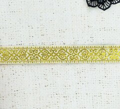 Тесьма жаккард, ш. 2 см, кремовый с золотом