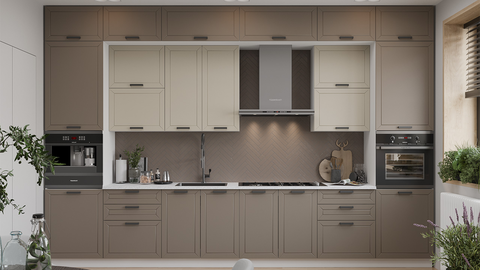 Кухня Лорас 4.0 м белый / холст брюле / холст латте