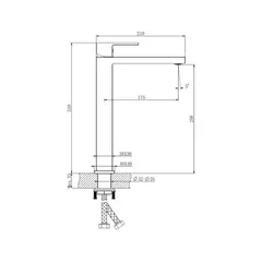 Смеситель для раковины высокий BELZ B11613-3 латунь, графит