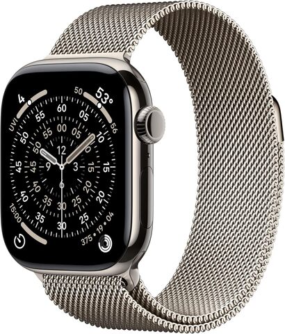 Умные часы Apple Watch Series 11 42 мм из титана натурального цвета, миланский сетчатый браслет натурального цвета