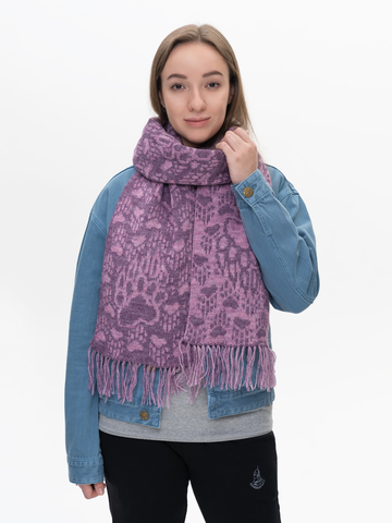 Шарф «Медвежий След» сиреневого цвета (С бахромой)