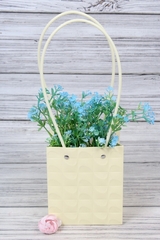 Сумка для цветов влагостойкая, Тиснение квадрат, Лимонный, 13*15*11,5 см (Д*В*Ш), 1 шт.