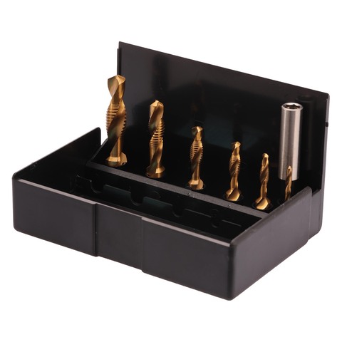 Набор метчиков для шуруповерта 3 в 1 M3 -M10 HSS-TiN 7пр Volkel 67209