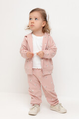 брюки  для девочки  КР 400796/дымчатая роза,милые цветочки к543