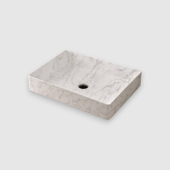 Раковина накладная прямоугольная 470x360x110 мм QTRO47 23583 мрамор белый