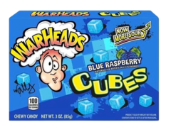Конфеты Кислые конфеты Warheads Blue Raspberry Cubes