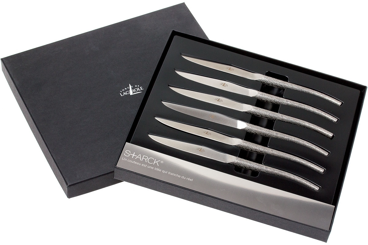 Набор ножей для стейка. Нож для стейка laguiole 70. фабрика ножей в лагиоль старк филипп.