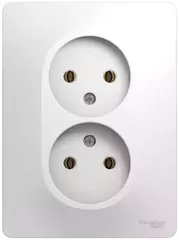 РОЗЕТКА двойная без заземления,16А, в сборе, БЕЛЫЙ  GSL000120