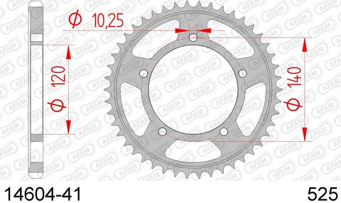 14604-41 звезда задняя KAWASAKI KLV 1000, SUZUKI GSX 750, 1000 (ведомая) стальная, 525, AFAM (JTR1792.41)