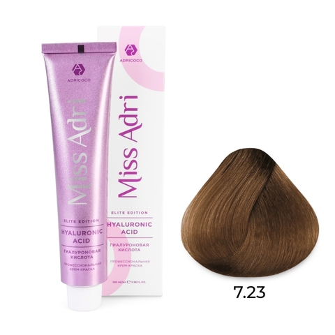 Крем-краска для волос Miss Adri Elite Edition, оттенок 7.23 Блонд перламутровый золотистый, ADRICOCO, 100 мл