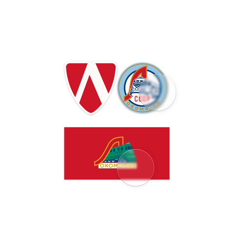 Виниловые стикеры «Эмблемы и знамя „Локомотива“ 1950-х и 1960-х годов». Лист А5