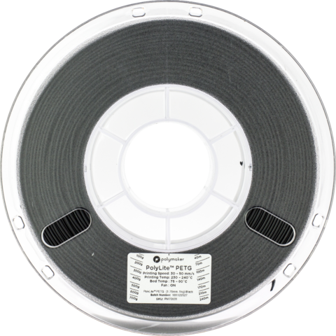 Пластик для 3D-принтера PolyMaker PolyLite PETG, 1.75 мм, 1 кг, Черный