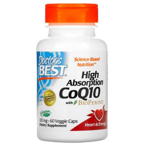 Doctor's Best, коэнзим Q10 с высокой степенью всасывания, с BioPerine, 100 мг, 60 вегетарианских капсул