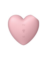 Розовый вибромассажер Cutie Heart с вакуум-волновой стимуляцией - 