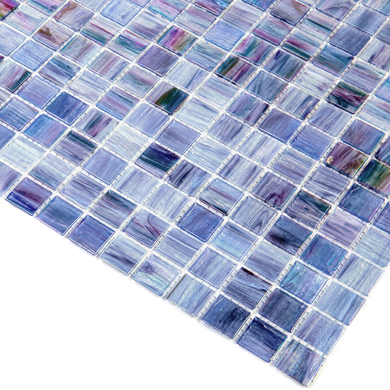 PN642 Мозаика одноцветная чип 20 стекло Alma Mono Color синий квадрат глянцевый перламутр