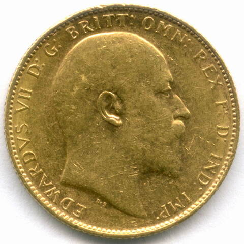 1 соверен Великобритания (Эдуард VII) 1902 г. Золото. XF