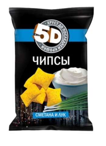Чипсы 5D Пшеничные Сметана Зелень 45 г м/у РОССИЯ