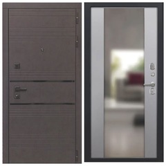 Купить Входная дверь L 43 - Алиса ПВХ софт грей с зеркалом