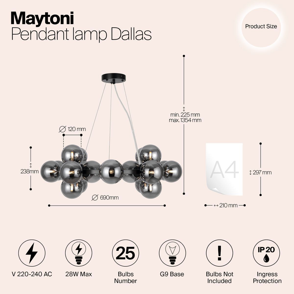 Подвесная люстра Maytoni Dallas MOD545PL-25B