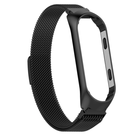 Металлический ремешок Milanese loop для Xiaomi Mi Band 3, 4 (Черный)