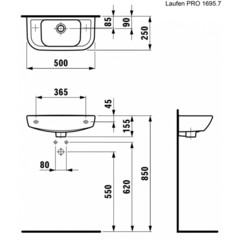 8169570001051  УМЫВАЛЬНИК LAUFEN PRO 50