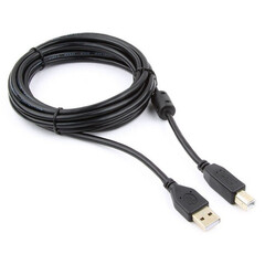 Кабель USB A 2.0 - USB B, М/М, 3 м, фер, Cablexpert, чер, CCF-USB2-AMBM-10