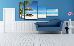 Модульная картина "Шезлонги на пляже"