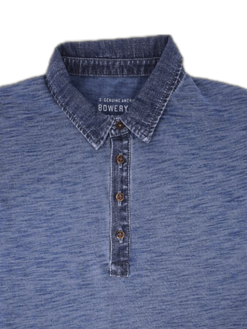 Поло Bowery NYC однотонное Slub Indigo Stonewashed
