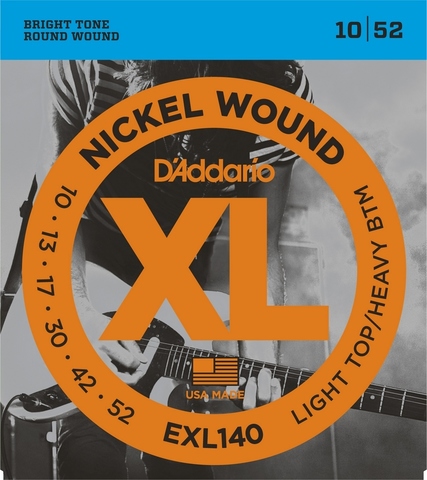 D`ADDARIO EXL140 NICKEL WOUND LIGHT TOP/HEAVY BOTTOM 10-52