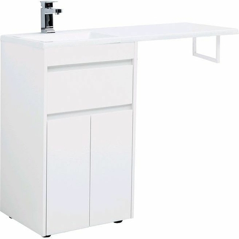 Aquanet 239204 Тумба с раковиной Токио 110 L напольная 1 ящик 2 фасада цвет белый глянец (239204)