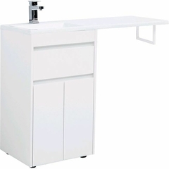 Aquanet 239204 Тумба с раковиной Токио 110 L напольная 1 ящик 2 фасада цвет белый глянец (239204) фото
