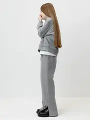 брюки  для девочки  КР 400852/серый меланж к605