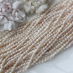 Жемчуг натуральный речной, рис, 4,4-4,8 мм, 1 нить, Ж019