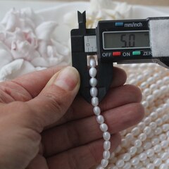 Жемчуг натуральный речной, рис, 4,8-6,5 мм, 1 нить, Ж021