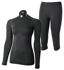 Премиальный тёплый комплект термобелья Mico Odor Zero XT2 Skintech с низким воротом с капри 3/4 женский
