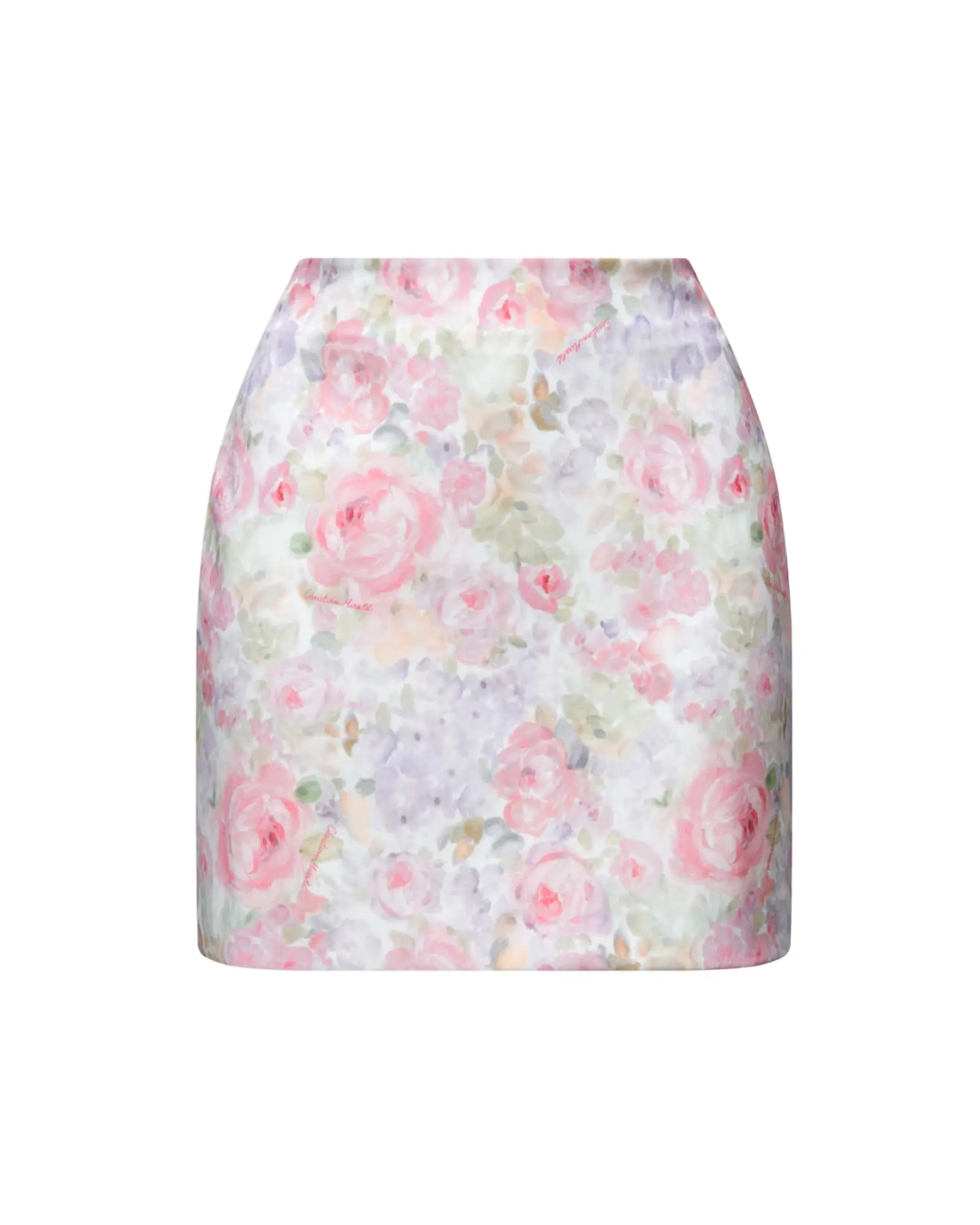 Юбка мини из фирменного цветочного принта, Молочный