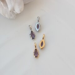 Подвеска Маркиз с тёмно-сиреневым фианитом, 14*5 мм, позолота, П389