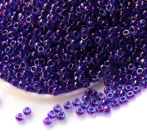 15/0 RR-0352 Бисер круглый Миюки Фуксия прозрачный окрашен внутри /Miyuki round 15/0 Fuchsia Lined Aqua Luster