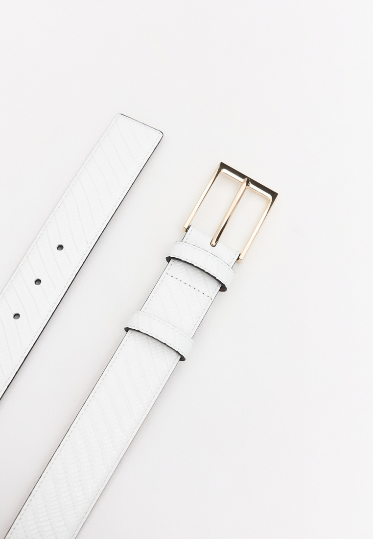 Классический ремень из кожи под рептилию, 35 мм, белый