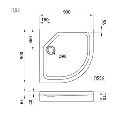 Поддон душевой 90х90 низкий акриловый