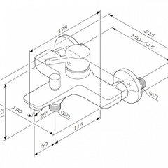 Смеситель для ванны и душа, излив 164 мм, хром, AM.PM X-Joy - F85B10000