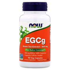 Now Foods, EGCg, экстракт зеленого чая, 400 мг, 90 растительных капсул