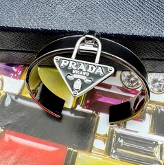 30654- Браслет жесткий PRADA кожаный с подвеской треугольник
