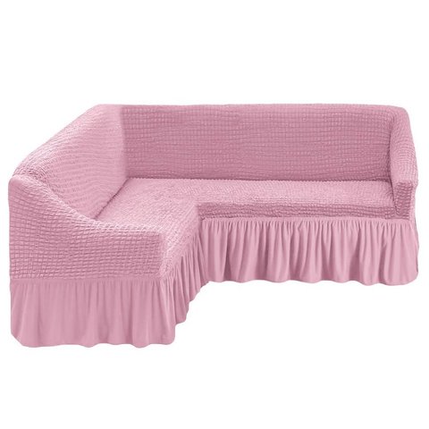 Чехол на угловой диван, розовый