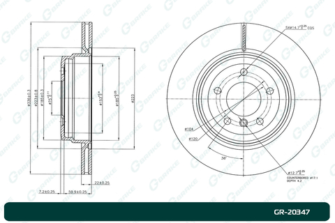 Диск тормозной G-brake  GR-20347
